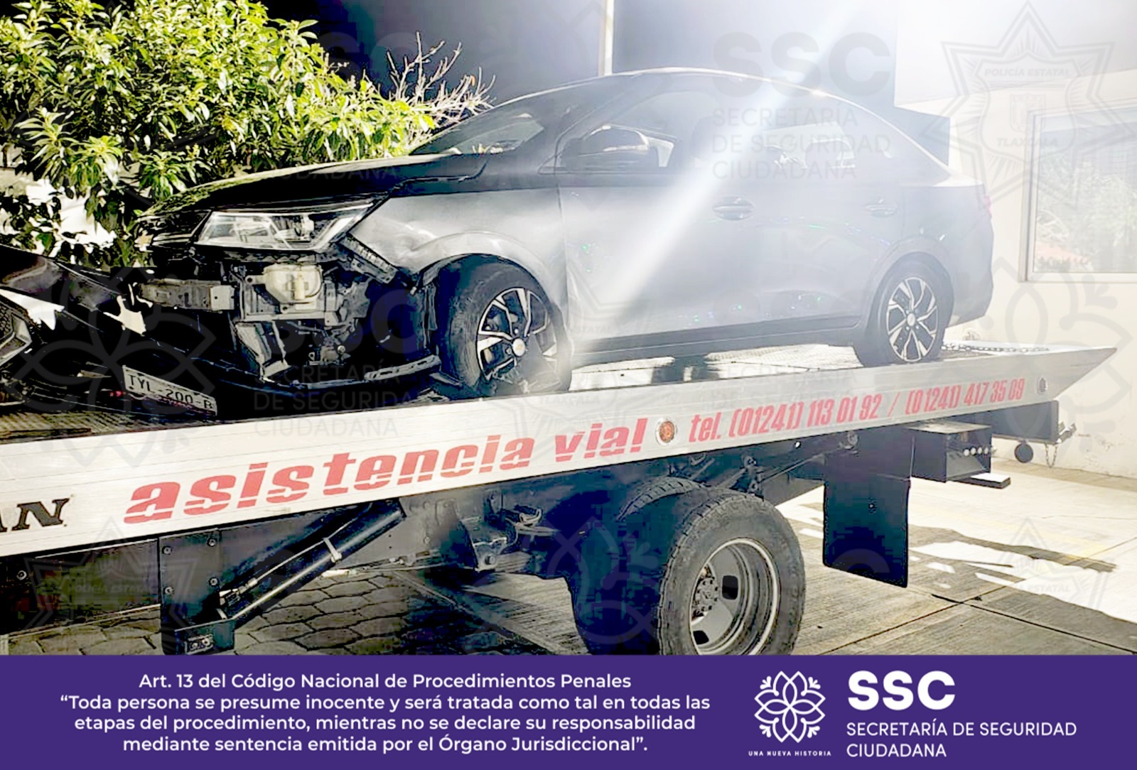 Coordinación interinstitucional permite detención de tres sujetos por vehículo robado en Puebla con violencia